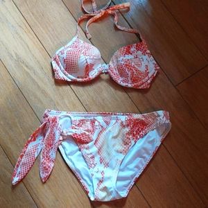 Victoria Secret 34B Coral & White Bikini